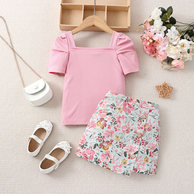 2 Pc Floral Skirt Set