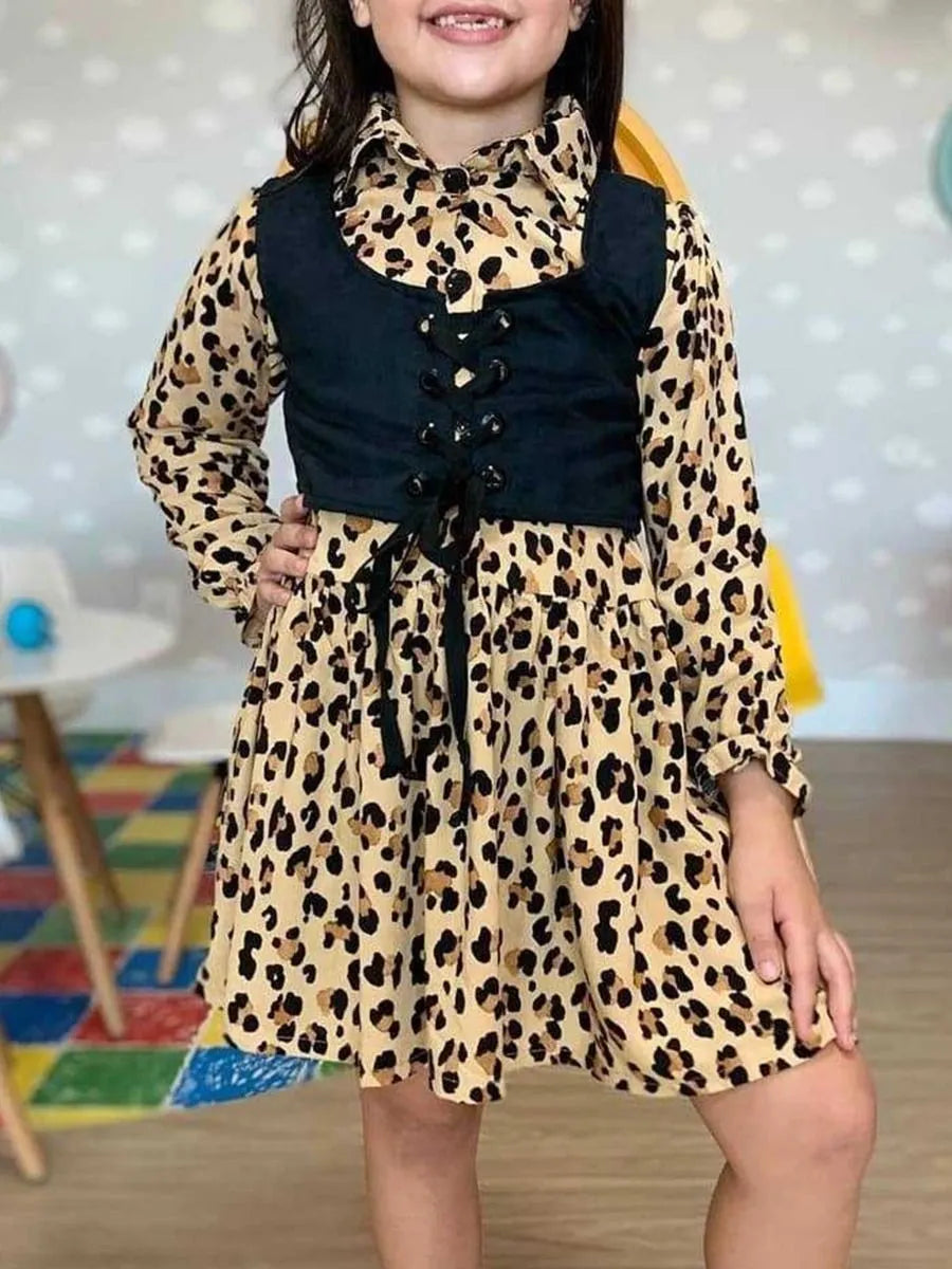 2 Pc Leopard Shirt Dress